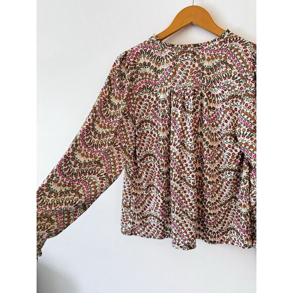 Loft Bell Smocked Sleeve Floral Spring Top Ruffles coquette free people whimsy S - Picture 6 of 8